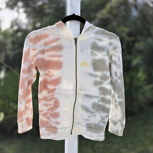 Vintage Havana Tie-Dye Distressed Zip-Up Hoodie (Youth L 14)
